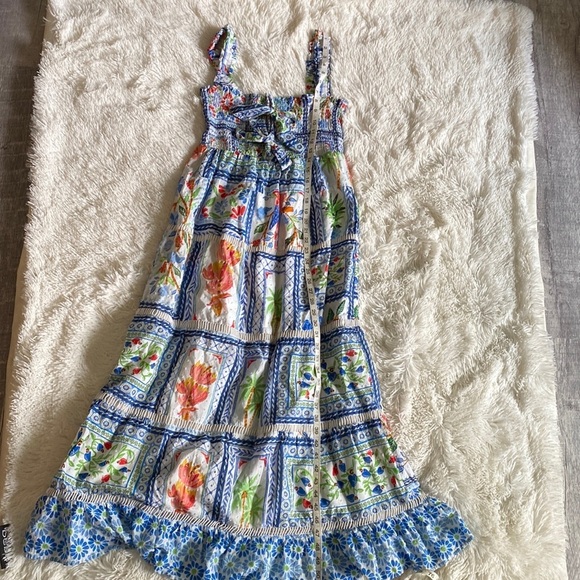 FARM Rio Tropical Tiles Linen-Blend Maxi Dress - Picture 7 of 11